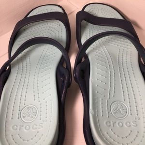 Ladies Navy Crocs Sandals